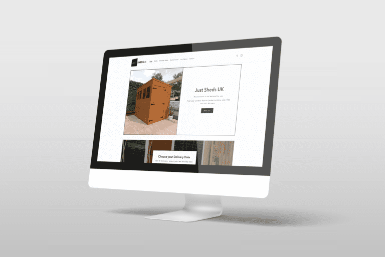 Website development for Just Sheds - Character Creates Liverpool